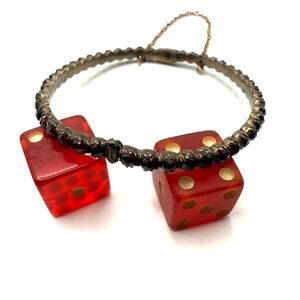 Victorian Bohemian Garnet Hinged Bangle Bracelet c. 1880 Gilt Washed Silver